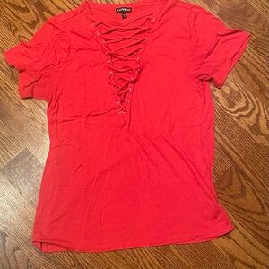 Express Women's Red Lace-Up Top